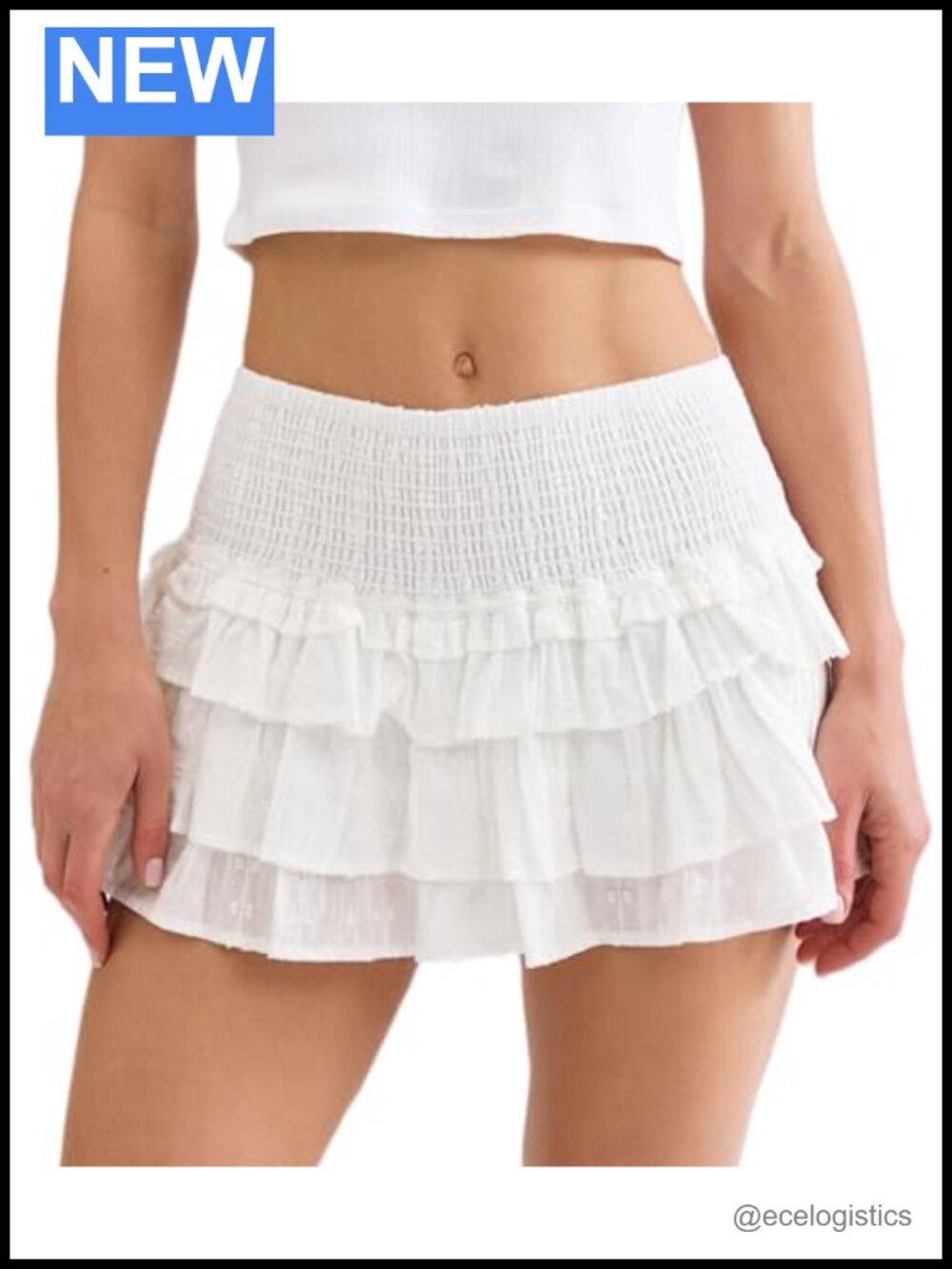 Women's Ruffle Mini Skort with Built-in Shorts, 100% Cotton